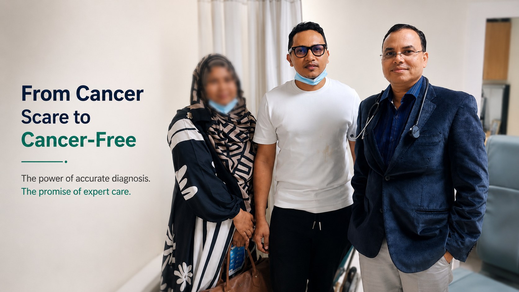 Bangladesh patient with Dr. Gopal Sharma after liver cancer was ruled out at MAX Vaishali Hospital