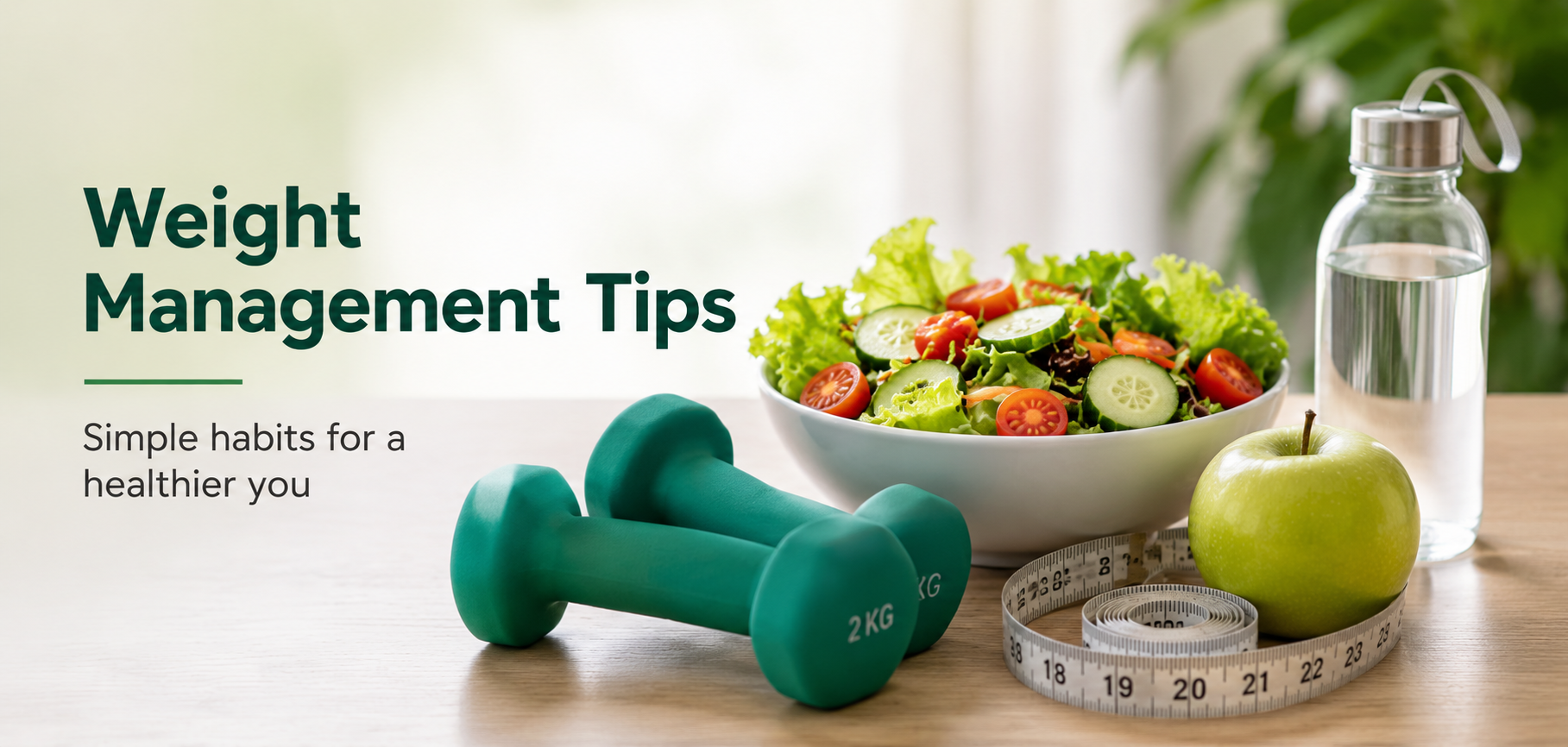 Person following healthy weight management habits through exercise and balanced nutrition