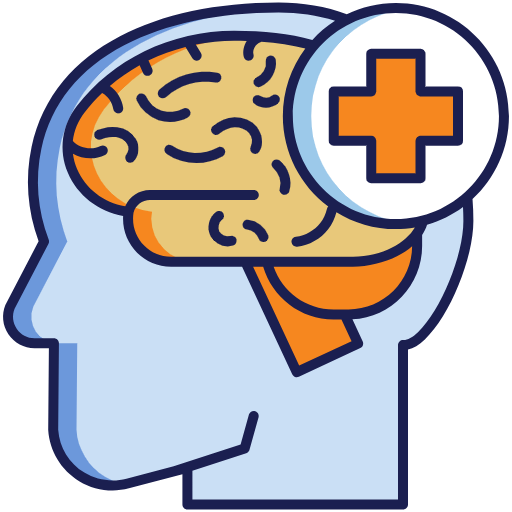 A neurologist reviewing MRI brain scans with a patient, with a model of the nervous system and diagnostic equipment in the background.