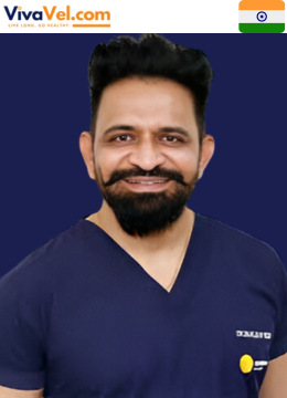 Portrait of Dr. E. Vimalakar Reddy, Senior Consultant in Surgical Gastroenterology, Bariatrics & Liver Transplantation at KIMS‑Sunshine Hospitals, Hyderabad, featured on VivaVel.com.
