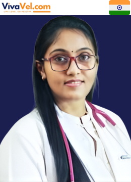 Portrait of Dr. Niveditha Sai Chandra A, Consultant Neurophysician at KIMS‑Sunshine Hospital, Hyderabad, featured on VivaVel.com.