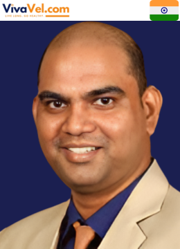 Portrait of Dr. V. Laxman Babu, Consultant Pulmonologist & Interventional Specialist at KIMS‑Sunshine Hospitals, Hyderabad, featured on VivaVel.com.